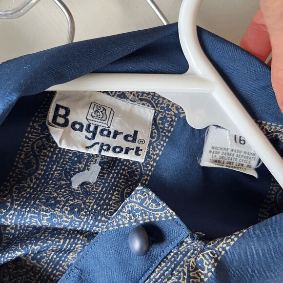 VTG Bayard Sport Blue Stripe Bow Tie Shirt Dress A-Line Made in USA L - Picture 3 of 13